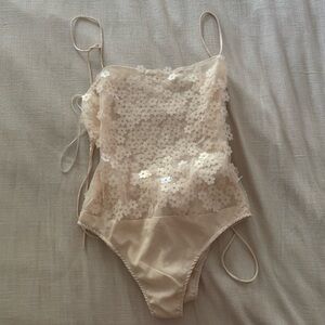 Zara Cream Floral Bodysuit
